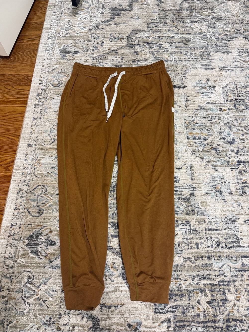 Vuori Brown Drawstring Track Joggers with White Cord